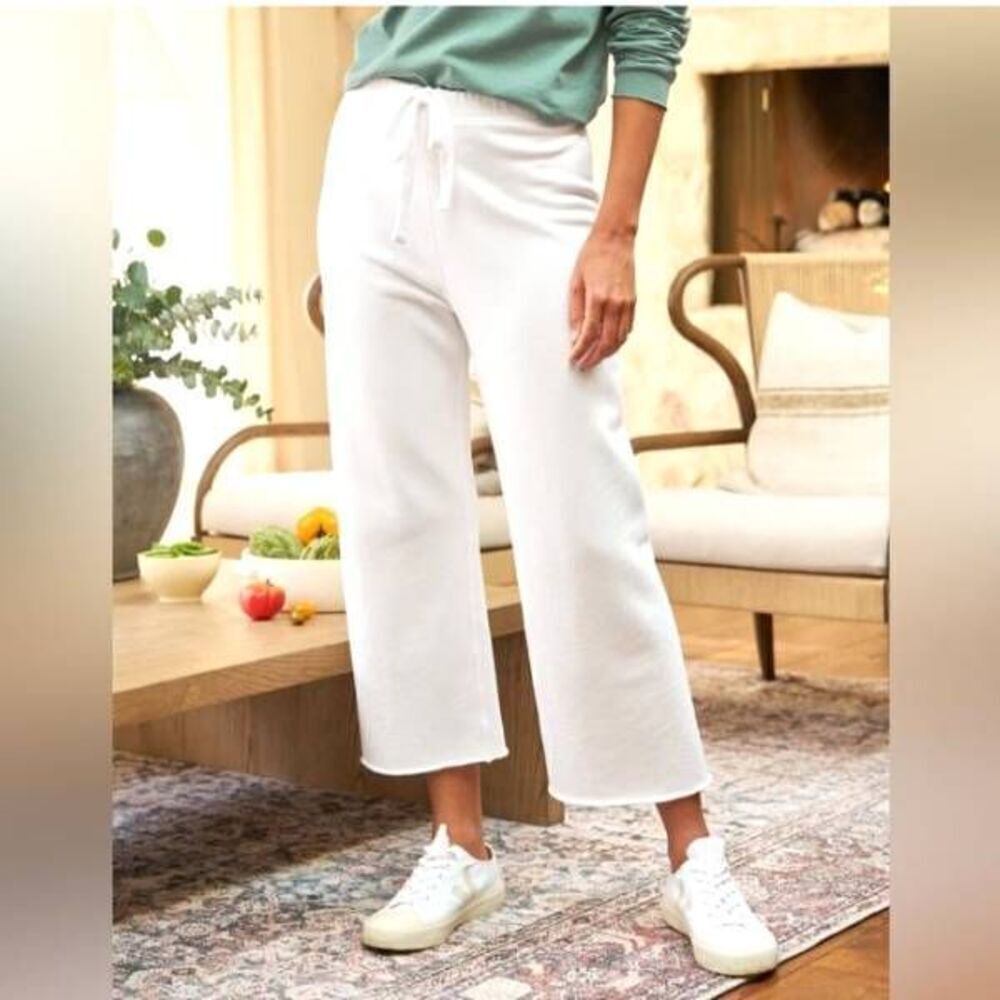 Frank & Eileen Catherine Cropped Sweatpants Triple Fleece in White sz XL